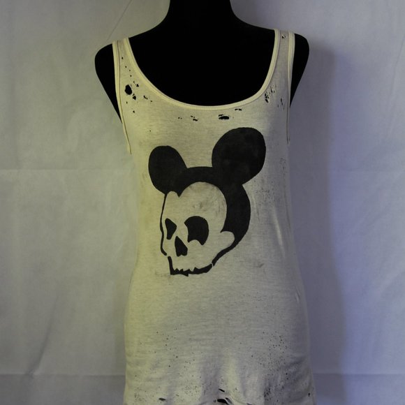 Mickey Mouse Skull Shirt custom Handmade Women - Picture 1 of 3